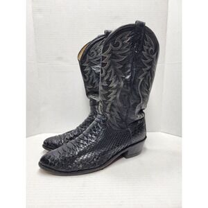 Amazonas Black Exotic Leather Western Cowboy Boots Made In USA